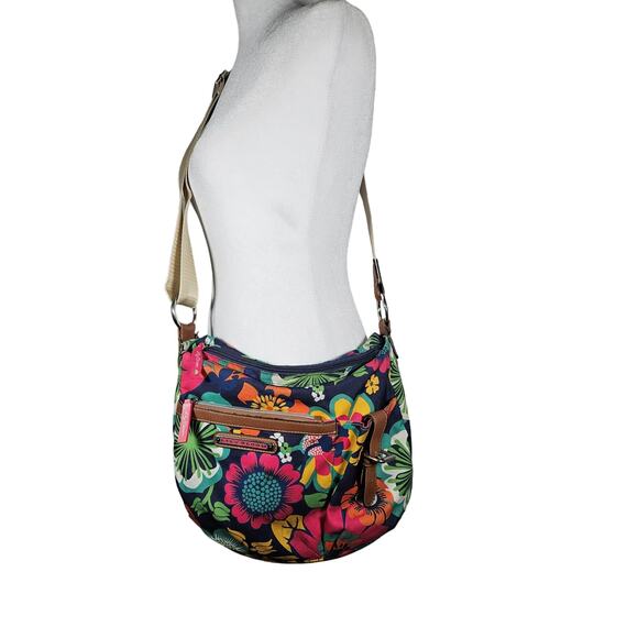 Lily Bloom Adjustable Crossbody Purse Handbag‎ Floral Colorful Pockets EUC - Picture 1 of 10